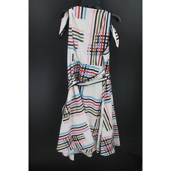 ELOQUI SLEEVELESS LINE PRINT TIE SHOULDERS WRAP DRESS PLUS SIZE 20 MULTICOLOR - Picture 4 of 6